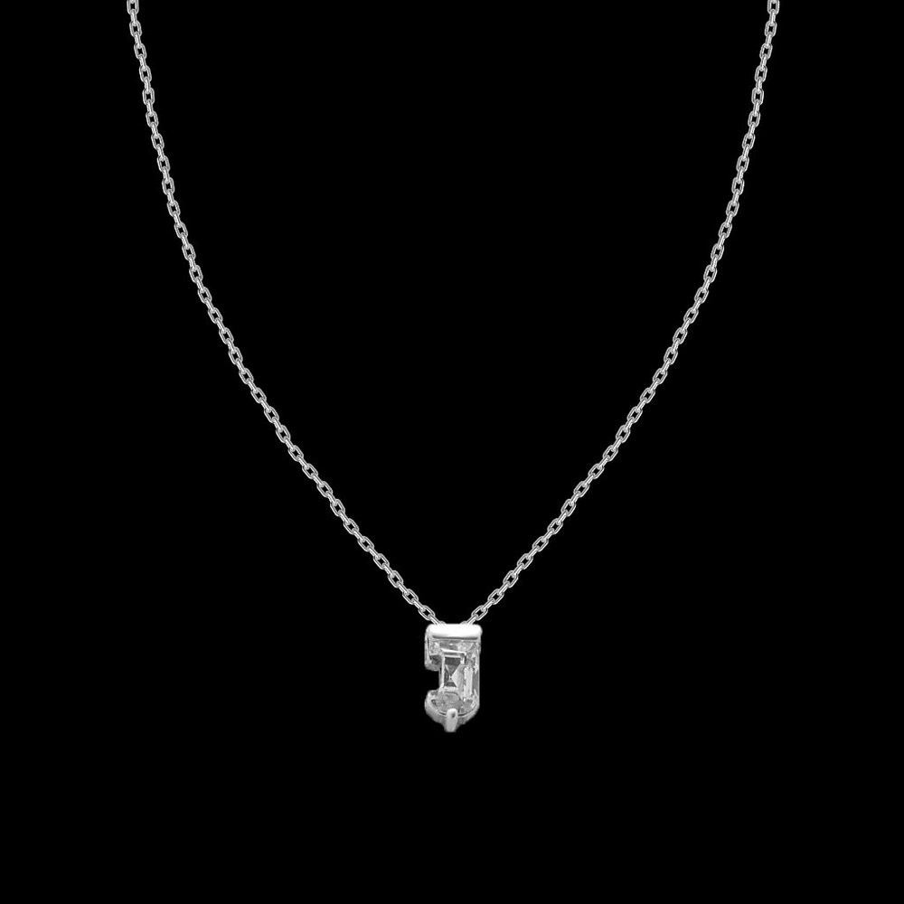 Crystal & Silvertone with Swarovski Alphabet Personalized Necklace -18" Letter-J